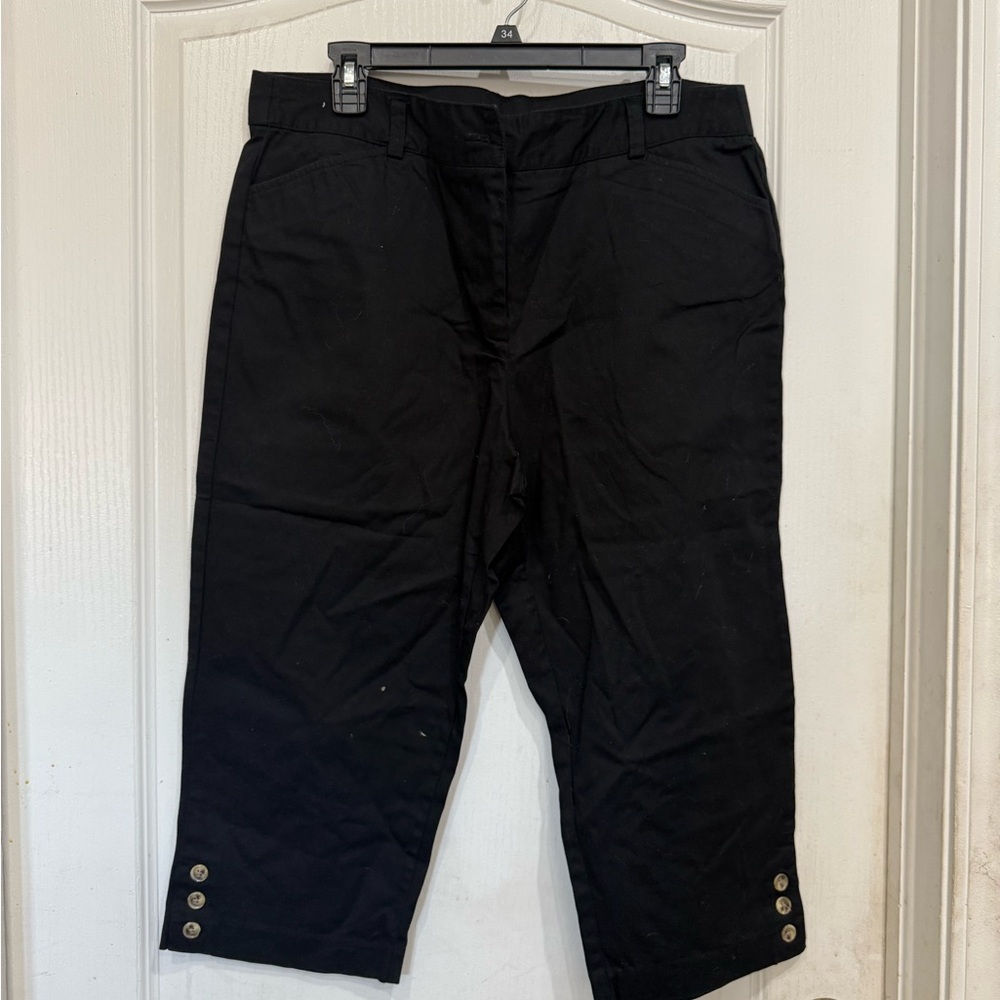 Kim Rogers Black Chinos with Button Detail